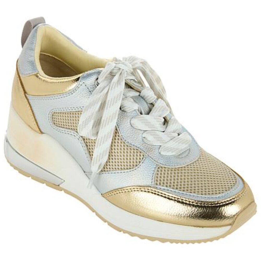 Urban Sport BEBE Gold & Mesh Wedge Sneakers Size 7 NWT - Picture 2 of 10